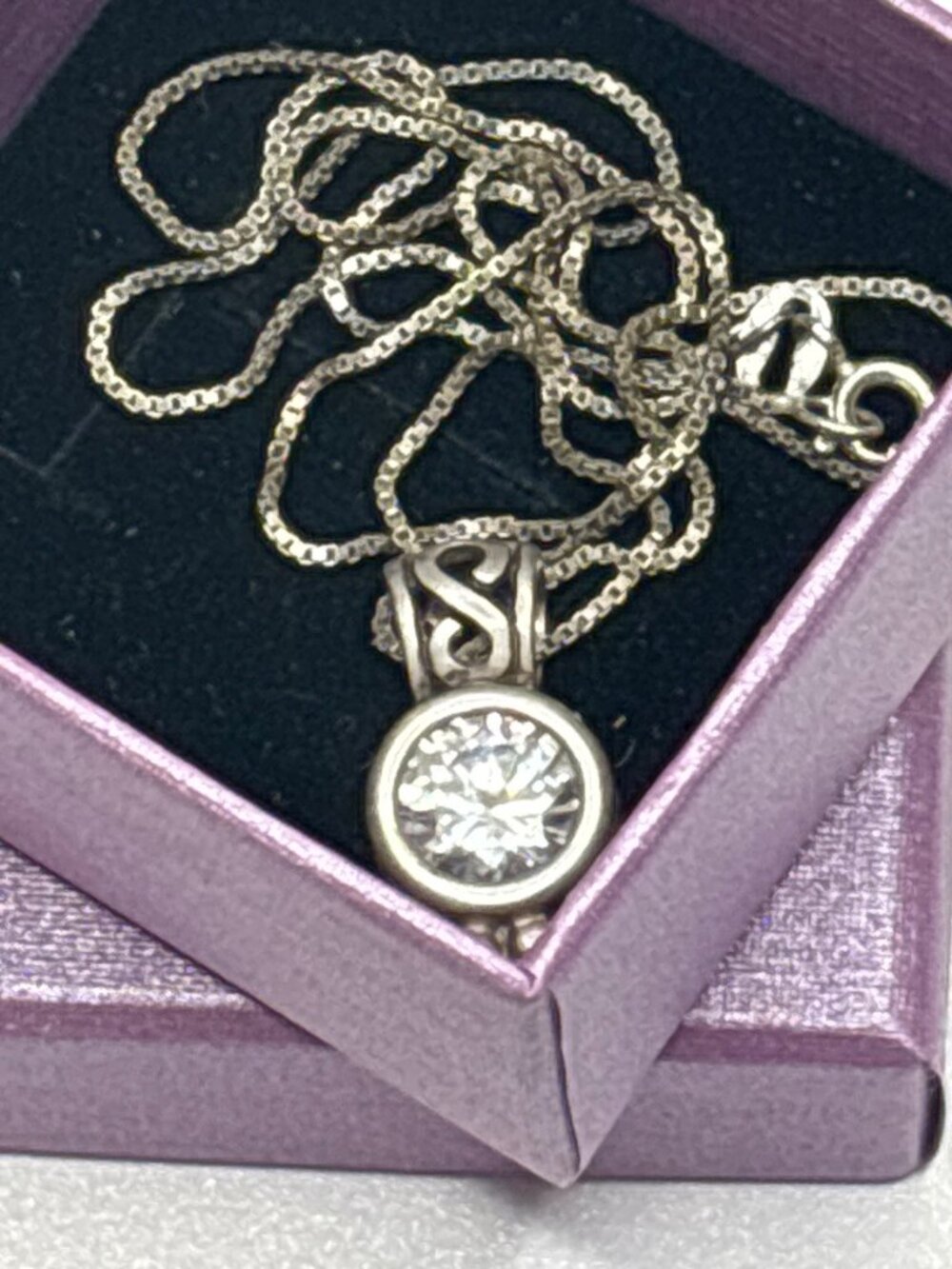 Bail Style CZ Pendant Necklace Pendant | Signed NV & 925